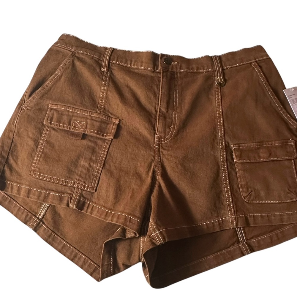 Mid-Rise Utility Shorts Brown - Picture 11 of 16